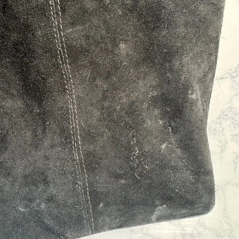RAZ Women's 100% Genuine Letaher Purse Fringe Detail Black Boho Tote Soft Slouch